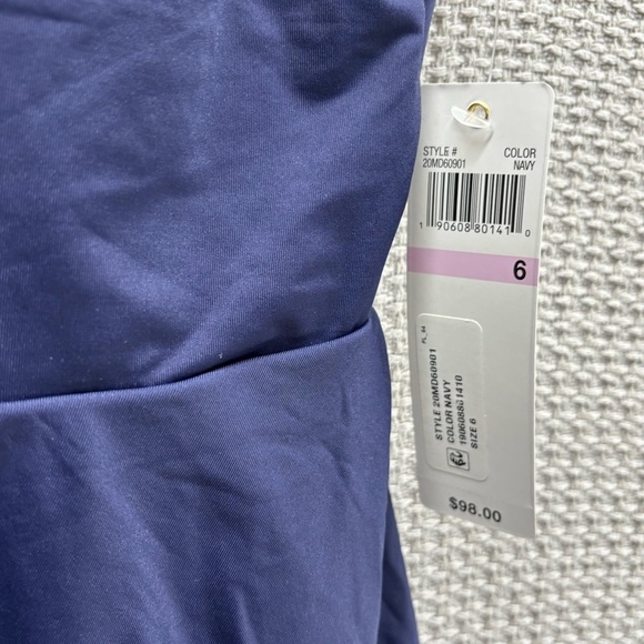 NWT Anne Cole Swimsuit Swimdress Women 6 Navy Blue Halter One Piece Boho Beach - Picture 6 of 6